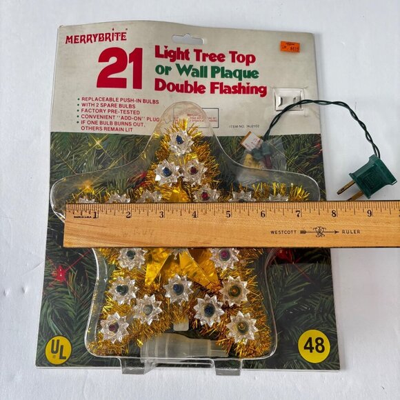 Vtg Christmas Tree Topper Star Lights Merrybrite Wall Plaque Flashing Star 7" - Picture 9 of 12